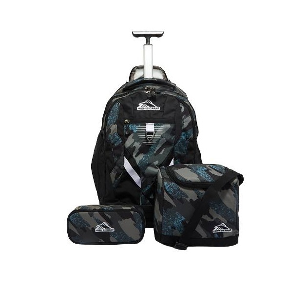 High Sierra Aggro Wheeled Trolley Backpack + Lunch Bag & Pouch Set