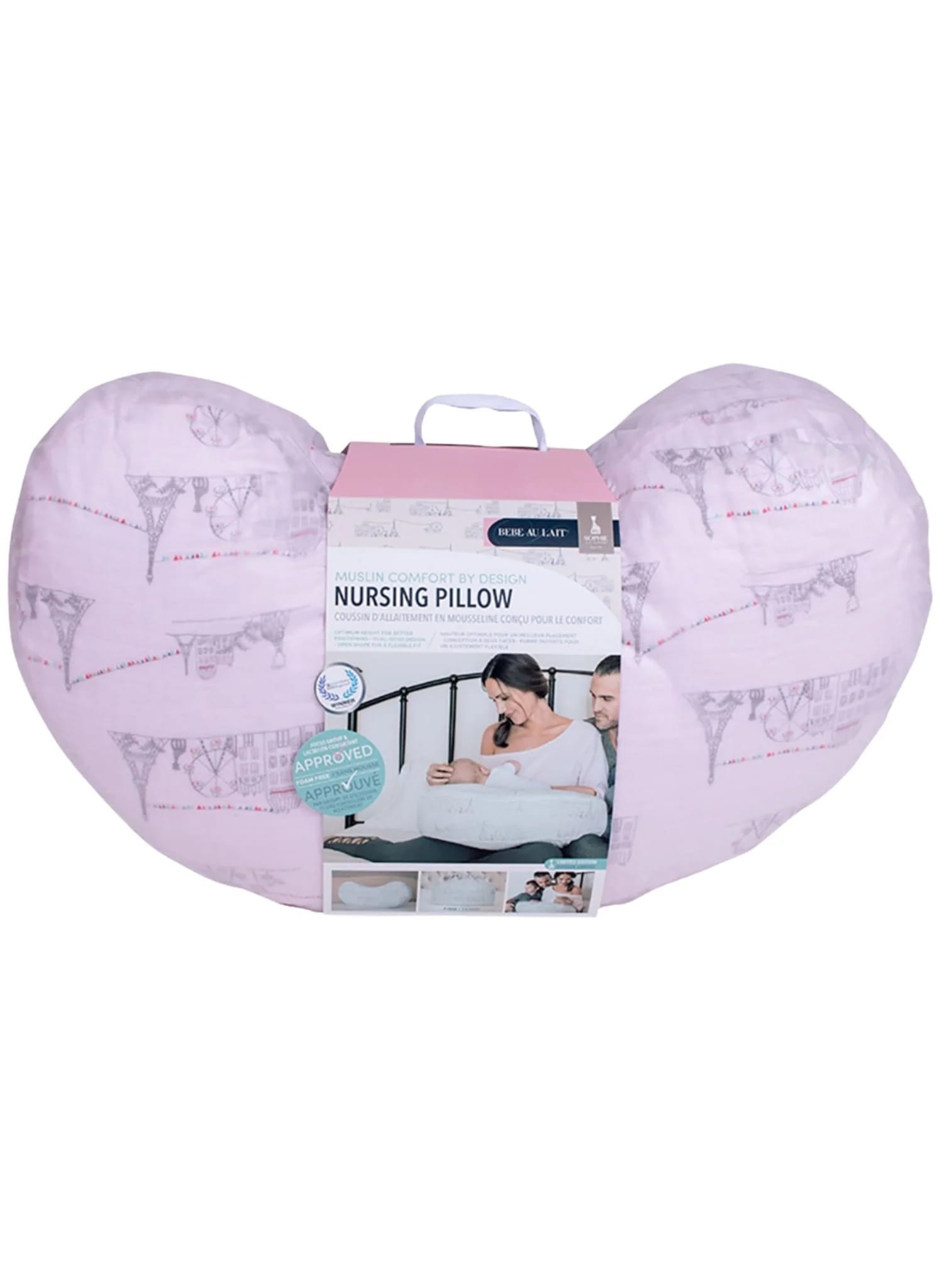 Carousel Pink Muslin Bebe Nursing Pillow