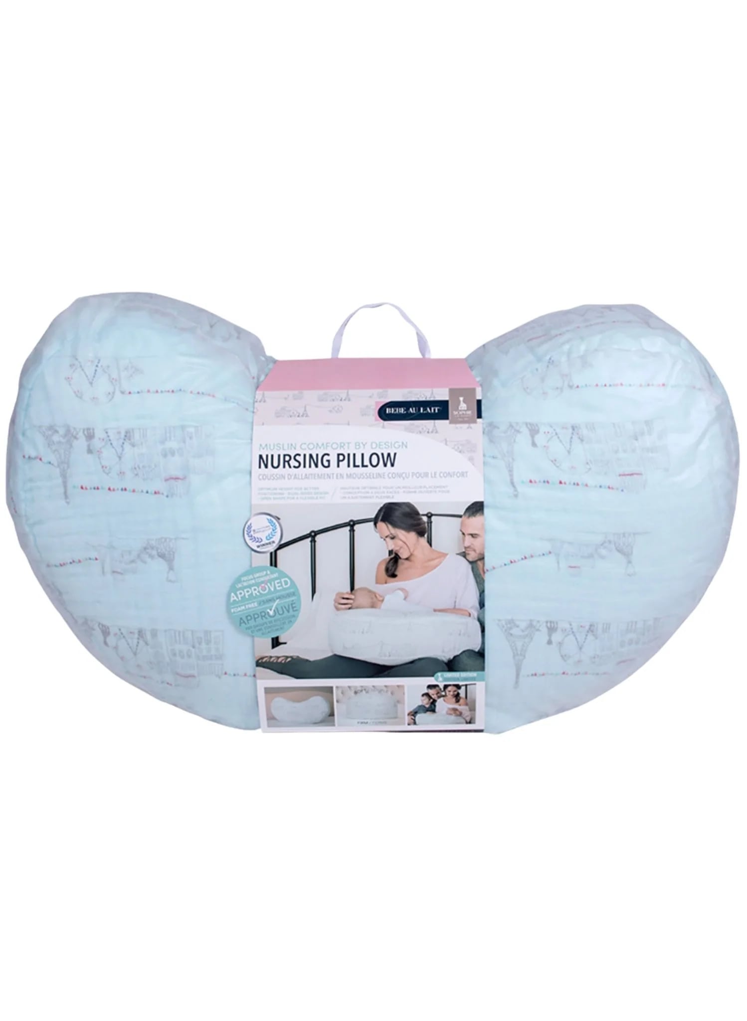 Carousel Blue Muslin Bebe Nursing Pillow
