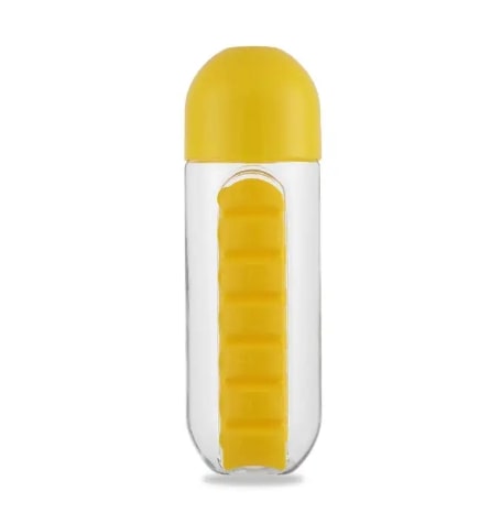 Pill & Vitamin Organizer Water Bottle - Yellow