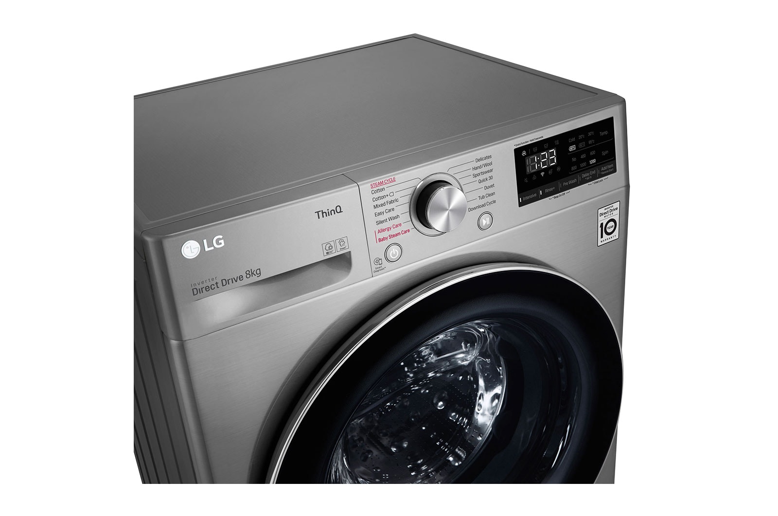 LG Front Load Washer 8KG 1400 RPM Silver