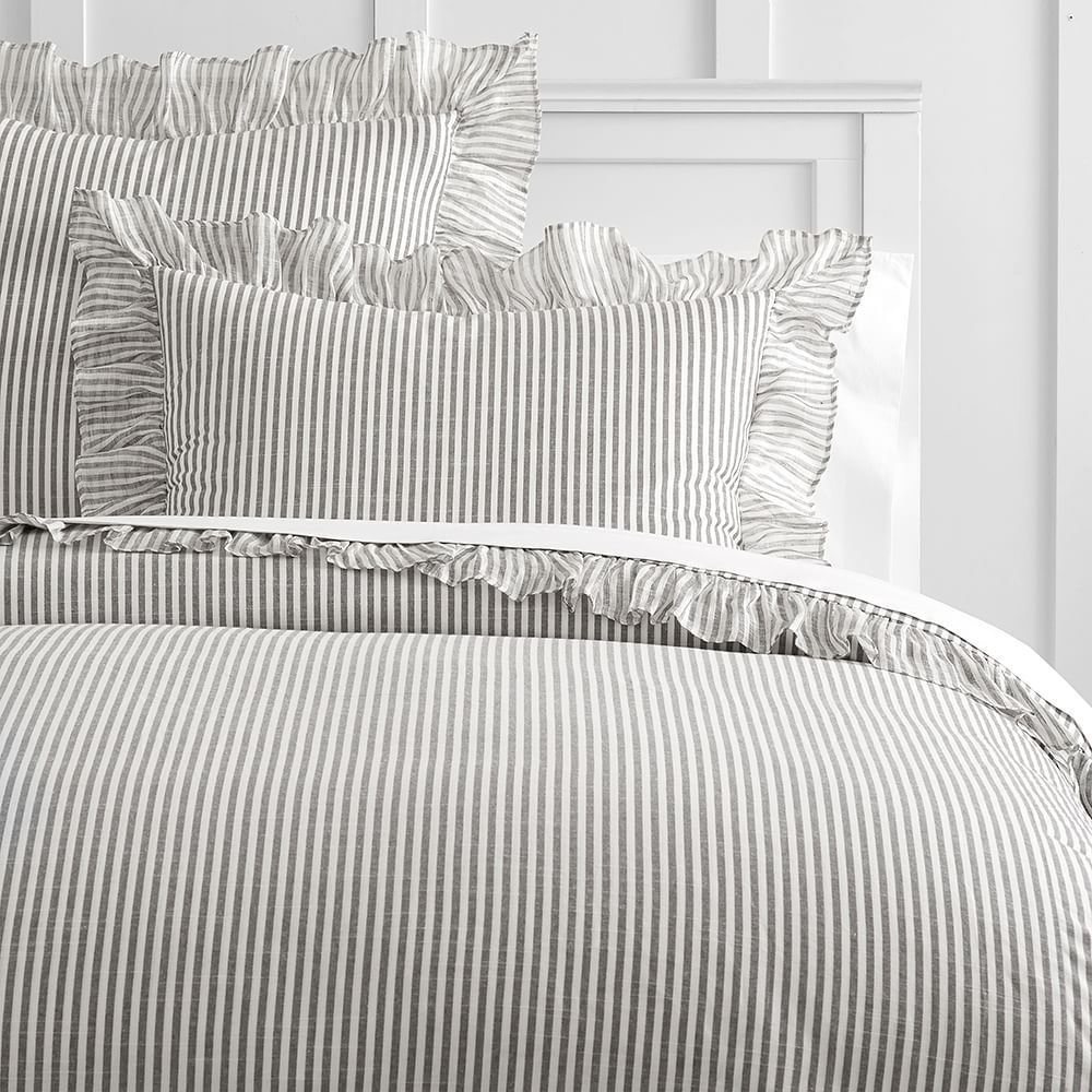 Bee & Willow™ Stripe Ruffle 3-Piece Full/Queen Comforter Set in Stone/White