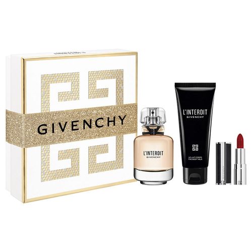 Givenchy L'Interdit EDP 50Ml + Body Lotion 75Ml + Mini L'Interdit Le Rouge Lipstick Gift Set For Women