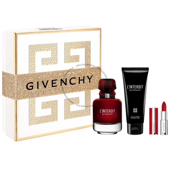 Givenchy L'Interdit Rouge EDP 80Ml + Body Lotion 75Ml + Le Rouge Deep Velvet Lipstick No.37 Gift Set For Women