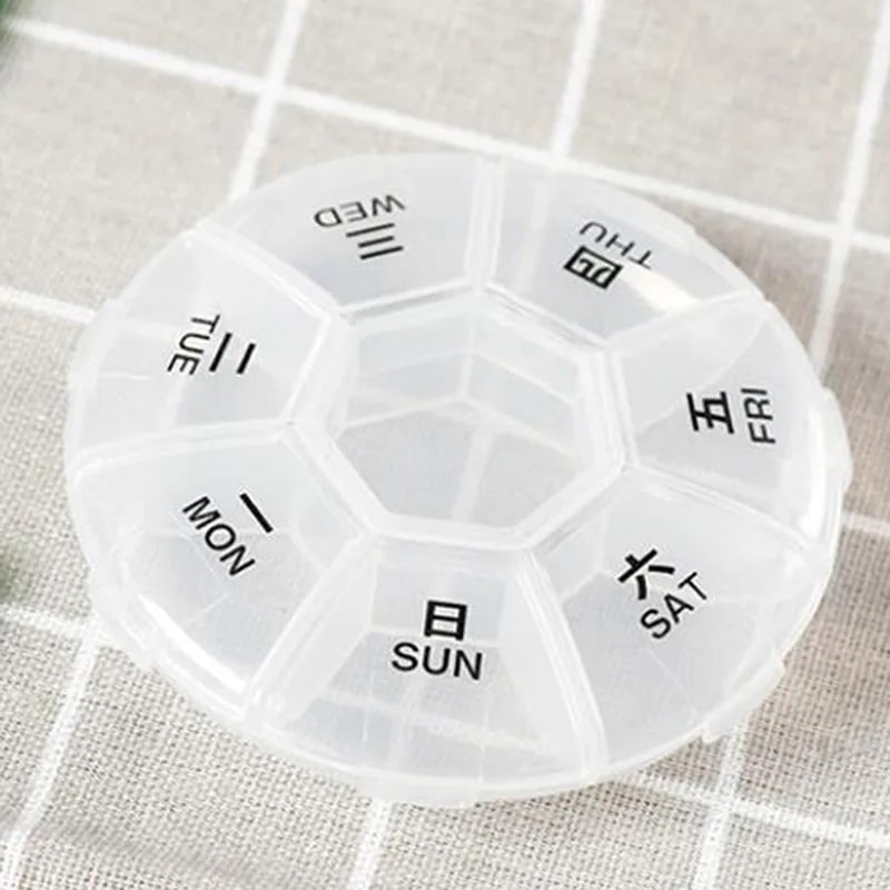 A circular box for storing medicine