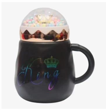 Black King Mug With Crown Cap With Glass Cover 250Ml