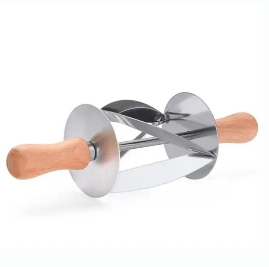 New Stainless Steel Croissant Dough Cutter Slicer with Oak Handle