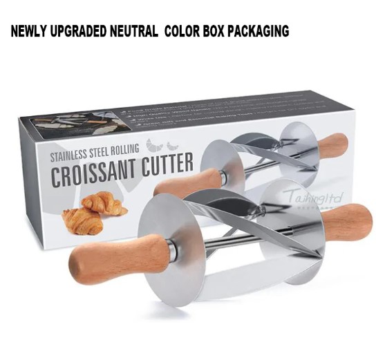 New Stainless Steel Croissant Dough Cutter Slicer with Oak Handle