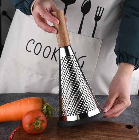 Conical Grater with Rubber Base - Silver