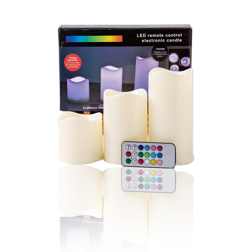 Set of 3 Flameless Natural Wax Candles with Remote Control