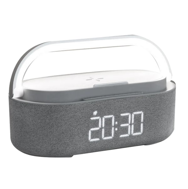 Bluetooth Speaker Digital Alarm Clock With Wireless Charger Night Light Wireless Speakers Home White