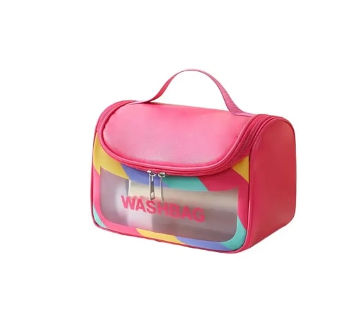 Light Weight Semi-Transparent Cosmetic Bag - Pink
