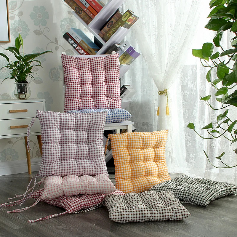 Square Breathable Cotton Linen Seat Cushion Ultra Soft Comfortable Reversible Chair Pad
