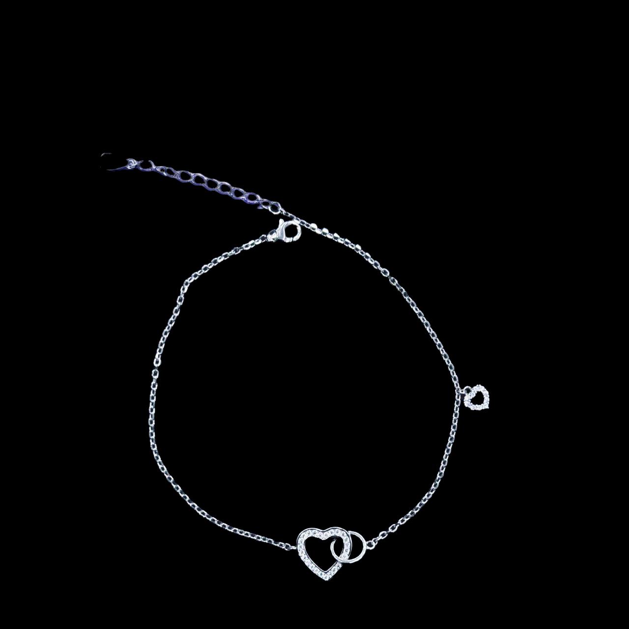 Silver Bracelet Decorated with a Group of Hearts