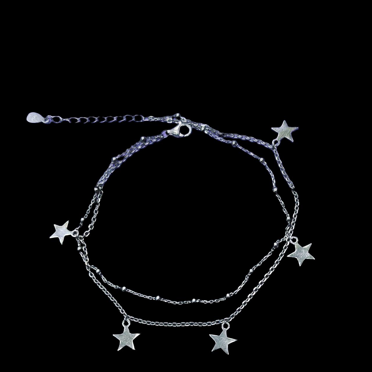 Silver Bracelet Decorated with a Group of Stars, 925 Caliber