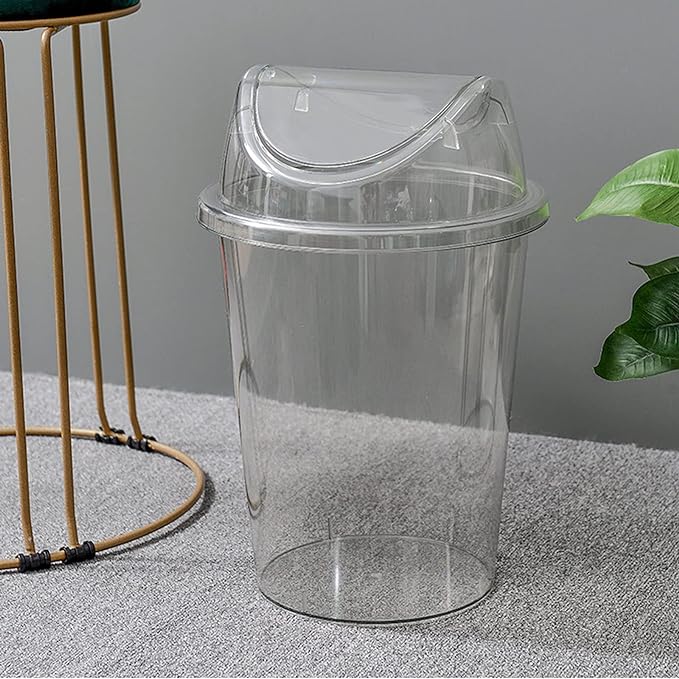Transparent wastebasket with rotating lid