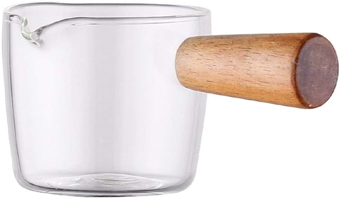 Small jug for sauces and cream, dipping pot with wooden handle 100 ml