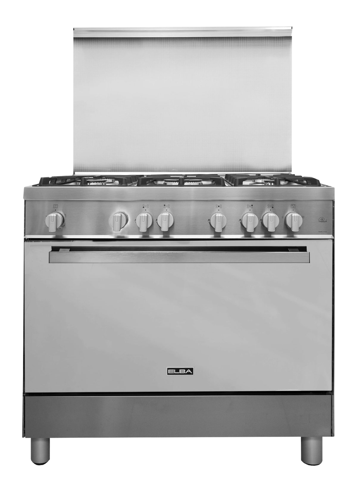 Elba Gas Cooker 90 Cm 5 Burners Steel With Wide Enameled Iron Grids