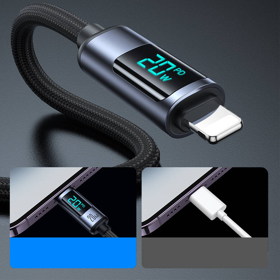Lightning - USB C Cable 20W 1.2m with LED Display JOYROOM S-CL020A16 - Black