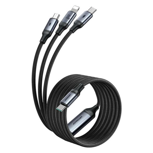 Joyroom Cable Speedy USB Joyroom SA21-1T3, 3 in 1/ 30W/Cable 1.2m (black)