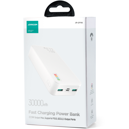 Powerbank 30000mAh with a power of up to 22.5 W Joyroom Dazzling Series QP196 – White