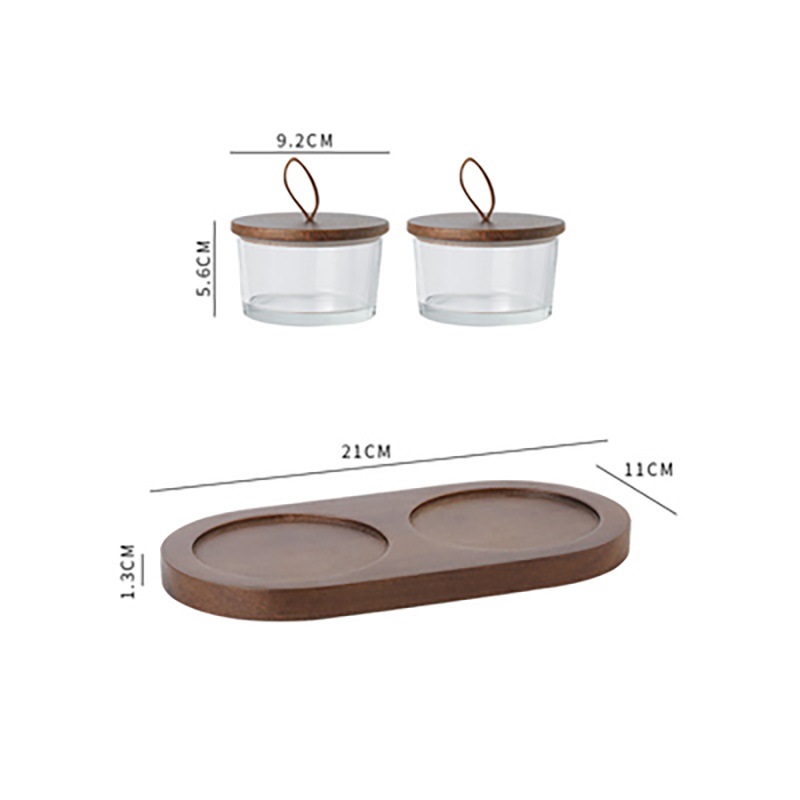 Set Nut Dish With Lids And Wooden Tray, Dried Fruit Dish