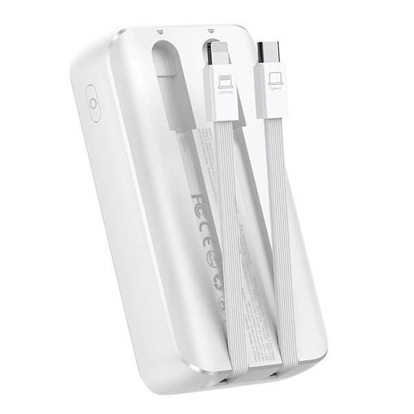 Joyroom powerbank 30W 10000mAh with built-in Lightning and USB-C cables White(JR-PBC06)