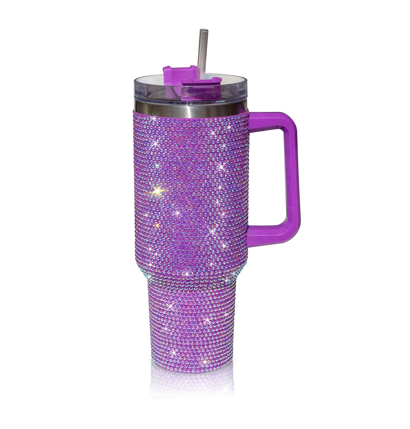 Studded Travel Mug 1200ml With Lid and Straw Insulated Stainless Steel