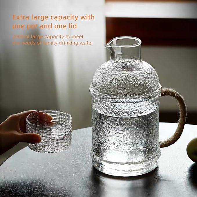 Vintage Water Carafe 2.5L Crystal with Tumbler Glass Cup