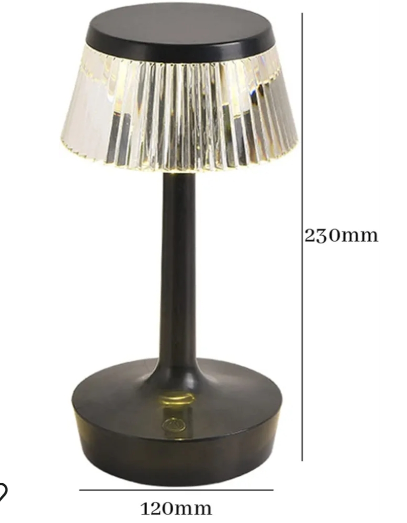 Modern LED Crystal Table Lamp In Black