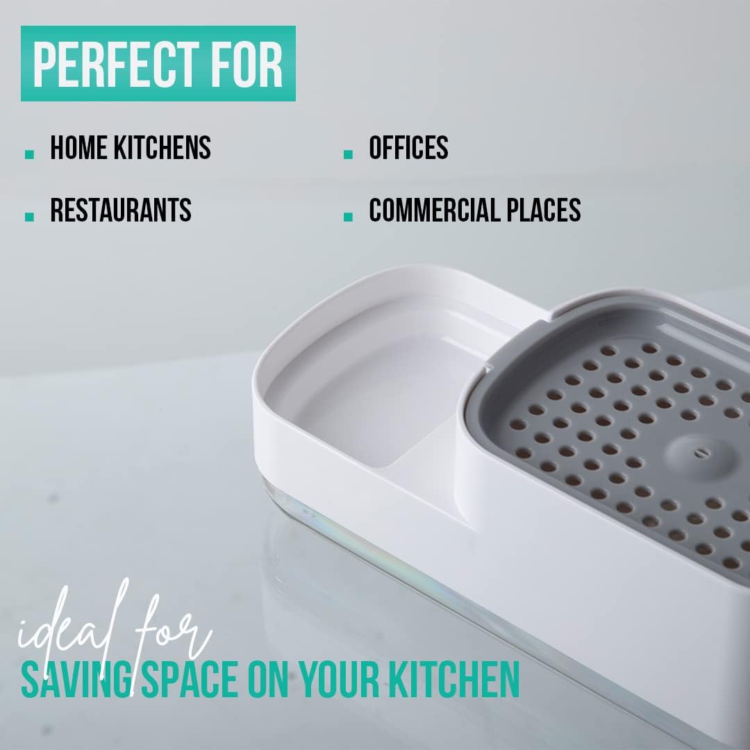 Dish Soap Dispenser and Sponge Holder For Kitchen 2 In 1 Kitchen Gadgets